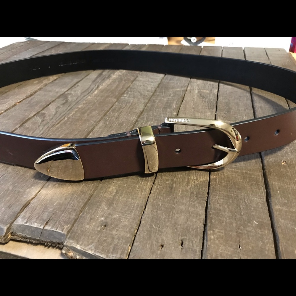Brown Leather Belt Women’s Size L Calvin Klein